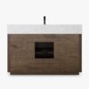 Contemporary Dark Oak Single Sink Vanity with Full Soft-Close Hardware & Large Internal Shelving