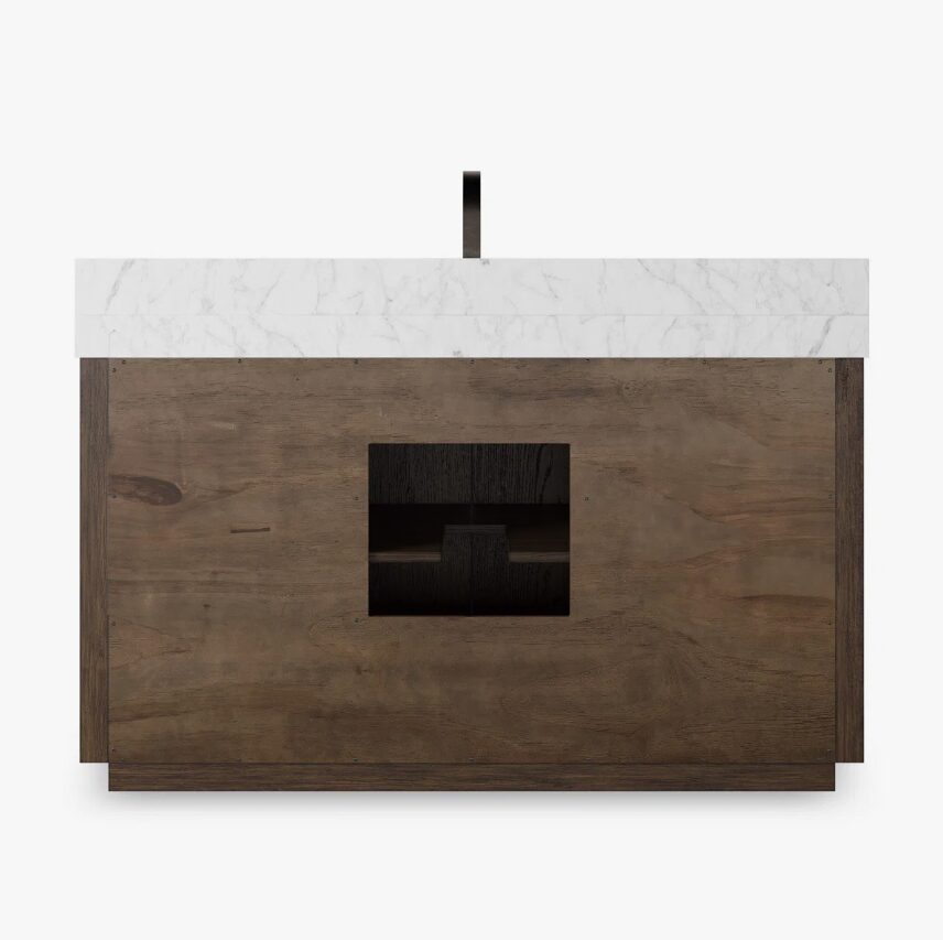 Contemporary Dark Oak Single Sink Vanity with Full Soft-Close Hardware & Large Internal Shelving
