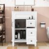 Classic White Bathroom Vanity with Soft Close Drawers Multi-Zone Storage & Decorative Wood Legs