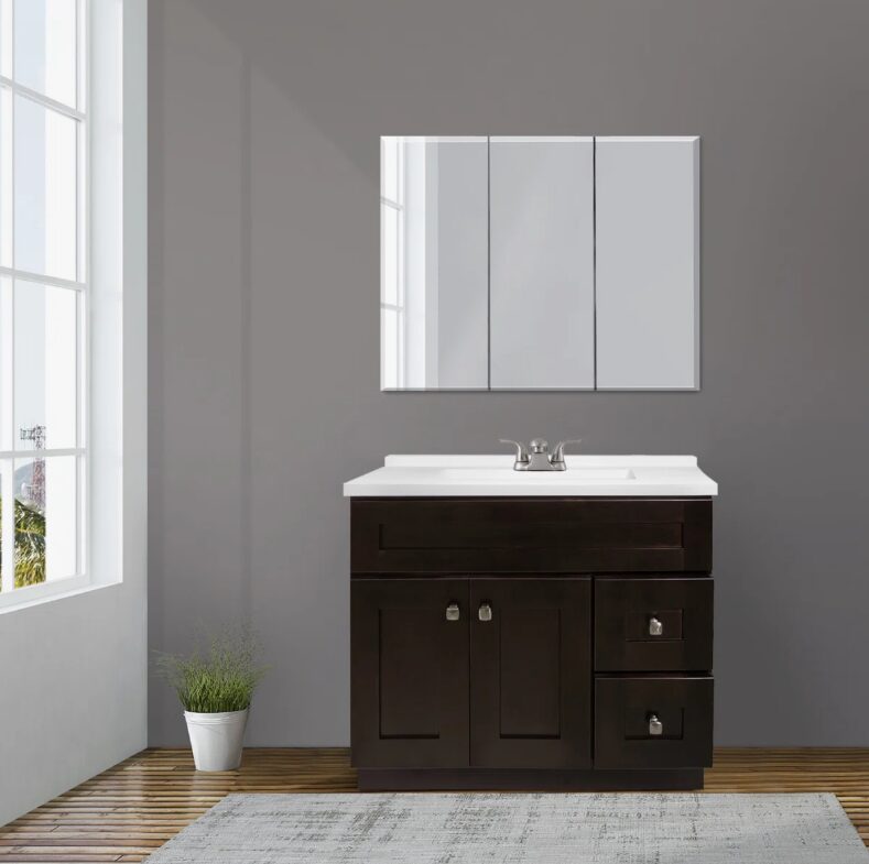 Classic Shaker Espresso Bathroom Vanity Soft Close Drawers Spacious Organized Storage