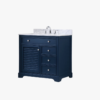 Coastal Navy Louver Bathroom Vanity Soft Close Drawers Multi-Zone Storage Layout