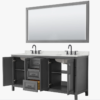 Contemporary Gray Shaker Double Vanity with Soft Close Drawers & Spacious Side Storage Cabinets