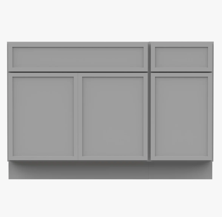 Neutral Grey Wood Shaker Vanity Base with Large Separated Storage for Bath Remodel