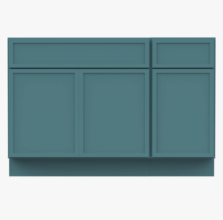 Vibrant Teal Shaker Vanity Base with Spacious Split Storage for Bathroom Renovation