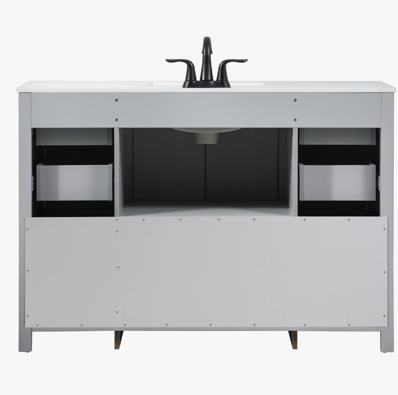 7 Modern Farmhouse Grey Single Vanity with Massive Drawer Storage for Guest & Main Bath