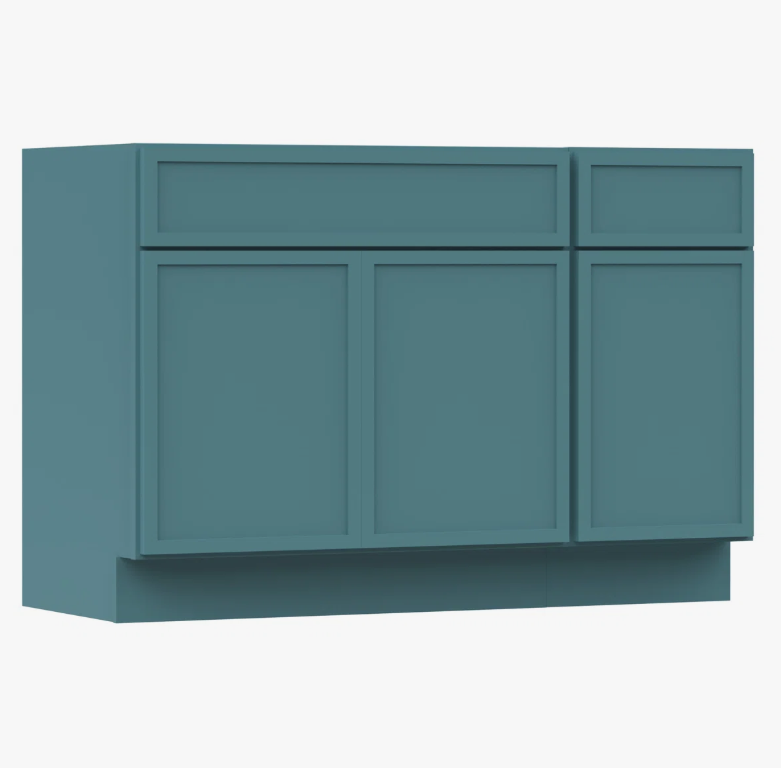 Vibrant Teal Shaker Vanity Base with Spacious Split Storage for Bathroom Renovation