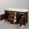 72 Inch Rustic Distressed Wood Double Sink Bathroom Vanity with Carrara Marble Countertop & Matte Iron Pulls