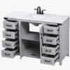 8 Modern Farmhouse Grey Single Vanity with Massive Drawer Storage for Guest & Main Bath
