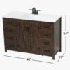 Industrial Rustic Dark Oak Bathroom Vanity with Abundant Drawer Storage for Modern Farmhouse Bath