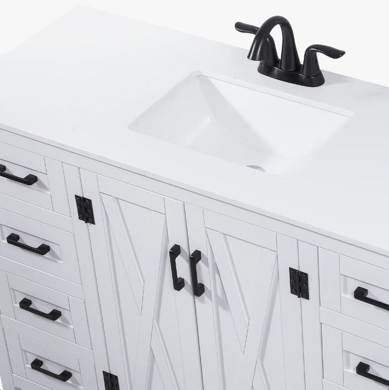 8 All-White Farmhouse Vanity with 8 Drawers for Spacious Organized Bathroom Storage
