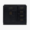 Contemporary Black Wood Vanity Base with Dovetail Drawers for Bathroom Renovation