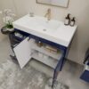 Luxury Gloss Navy Vanity Cabinet with Soft-Close Storage for Modern Bathroom Renovation