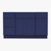 Spacious Navy Double Sink Vanity Base Cabinet with Full Soft-Close Storage for Master Bath Remodel