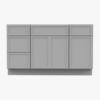 Neutral Light Gray Double Sink Vanity Base Cabinet with Full Soft-Close Storage for Master Bath Remodel