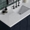 Modern Navy Bathroom Vanity Cabinet with Black Pulls & Spacious Soft-Close Storage