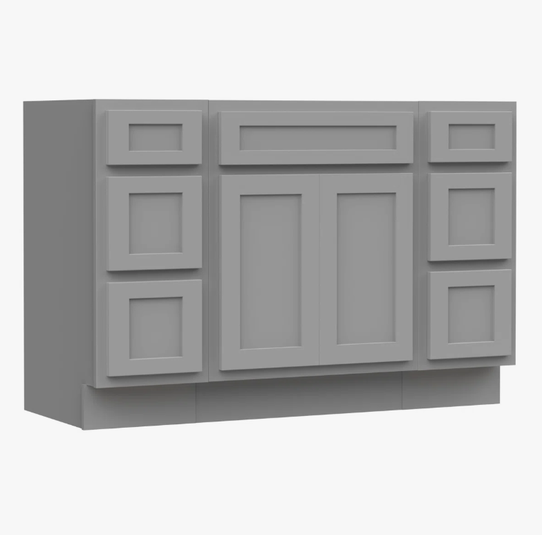 Light Gray Shaker Vanity Base Cabinet with Spacious Silent Soft-Close Storage