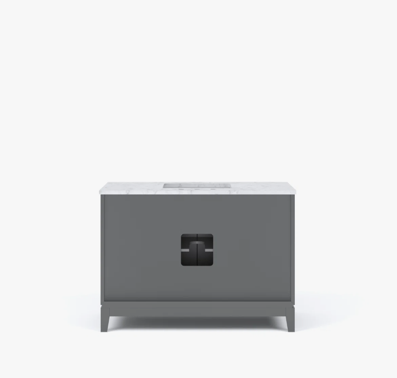 8 Sleek Gray Freestanding Bathroom Vanity with Large Soft-Close Storage & Marble Countertop