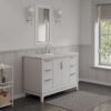8 Minimalist White Bathroom Vanity with Silver Hardware, Spacious Soft-Close Storage & Marble Top