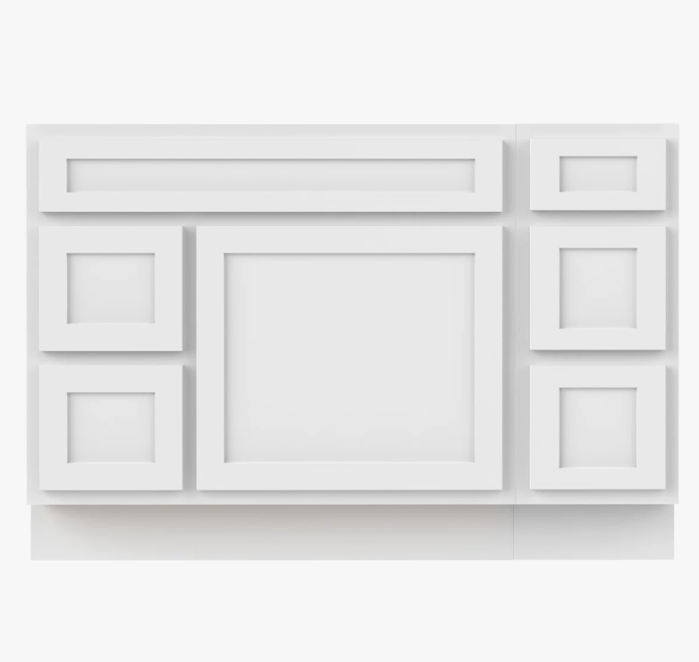Freestanding Recessed Panel Vanity Cabinet Base with Multi-Drawer Storage for Custom Countertop