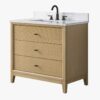 8 Large Storage Fluted Oak Bathroom Vanity with Full Soft-Close Solid Wood Drawers