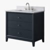 8 Large Storage Fluted Navy Bathroom Vanity with Full Soft-Close Solid Wood Drawers