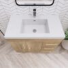 8 Multi-Storage Oak Bathroom Vanity with Soft-Close Drawers & Door, Gold Bar Hardware