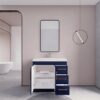 Luxury Gloss Navy Bathroom Vanity with Split Storage Zones & Soft-Close System