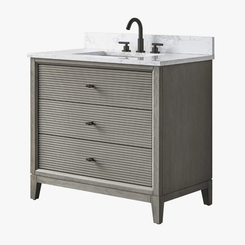 8 Spacious Storage Fluted Bathroom Vanity with Full Soft-Close Solid Wood Drawers