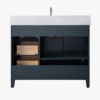 Contemporary Reeded Wood Bathroom Vanity with Split Storage & Full Anti-Slam Soft-Close Hardware