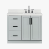 42" Modern Light Gray Bathroom Vanity Cabinet with Matte Black Bar Pulls & Classified Storage