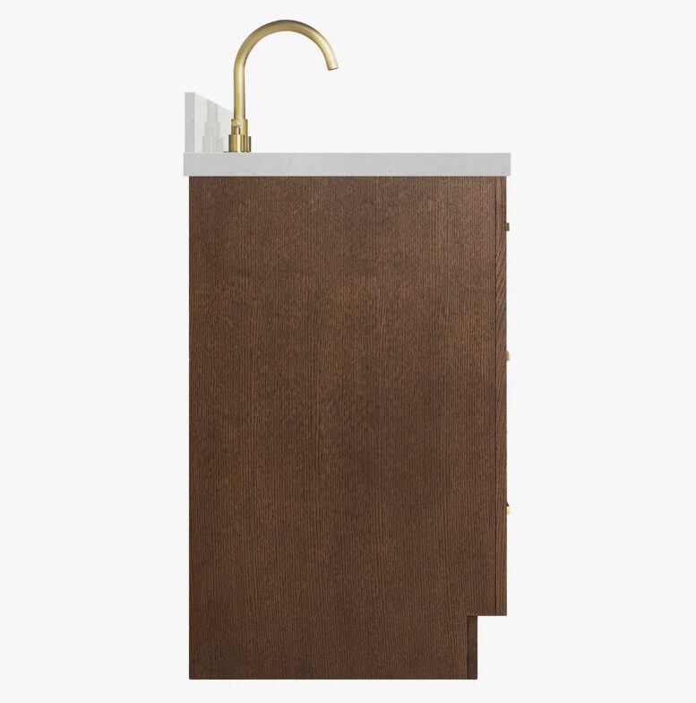 Transitional Walnut Wood Bathroom Vanity with Full Soft-Close Hardware & Solid Pine Drawer Boxes