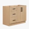 Contemporary Light Oak Wood Bathroom Vanity with Full Soft-Close Hardware & Solid Pine Drawer Boxes