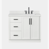Minimalist White Wood Bathroom Vanity with Full Soft-Close Hardware & Solid Pine Drawer Boxes