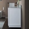 Contemporary Gloss White Bathroom Vanity with Full Soft-Close Slides & Natural Marble Countertop