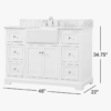 8 Transitional Matte Black Farm Vanity with Soft-Close Hardware & Natural Marble Countertop