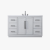 54" Modern Grey Vanity Cabinet with Matte Black Pulls & Symmetric Multi-Drawer Storage
