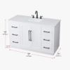 Transitional White Single Sink Vanity with Full Soft-Close Hardware & Solid Wood Drawer Boxes