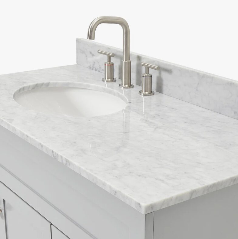 Transitional Shaker Bathroom Vanity with Soft Close Drawers & Spacious Cabinet Storage