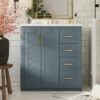 8 Minimalist Grey Bathroom Vanity Soft Close Drawers Split Side Storage Layout