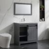 8 Rustic Farmhouse Grey Sliding Barn Door Vanity Spacious Dual Storage Design