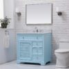 8 Pastel Blue Louver Bathroom Vanity Soft Close Drawers Multi-Zone Organized Storage Layout