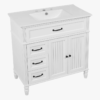 8 36" Freestanding White Farmhouse Bathroom Vanity with Multi-Drawer & Double Cabinet Doors