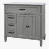 8 Cottage Style Grey Beadboard Bathroom Vanity Soft Close Drawers Split Organized Storage Layout