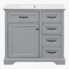 8 Classic Shaker Grey Bathroom Vanity Soft Close Drawers Multi-Zone Organized Storage