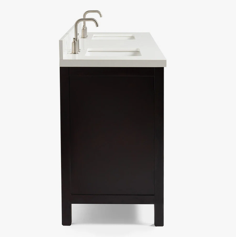 8 Modern Espresso Double Sink Vanity Soft Close Drawers Multi-Zone Classified Storage Layout
