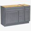 Neutral Grey Wood Shaker Vanity Base with Multi-Zone Storage for Bath Remodel