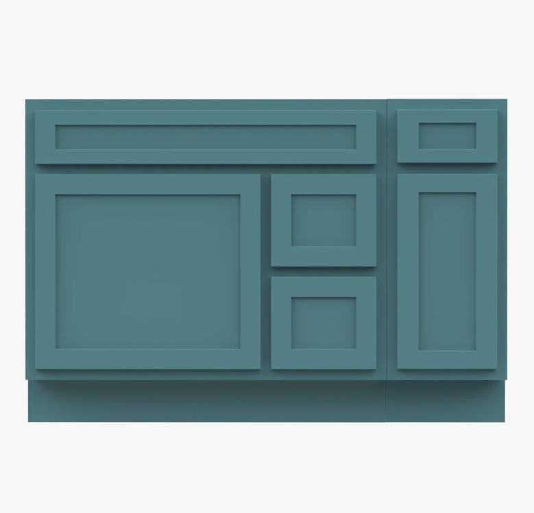 Vibrant Teal Shaker Vanity Base Cabinet with Multi-Zone Storage for Bathroom Remodel
