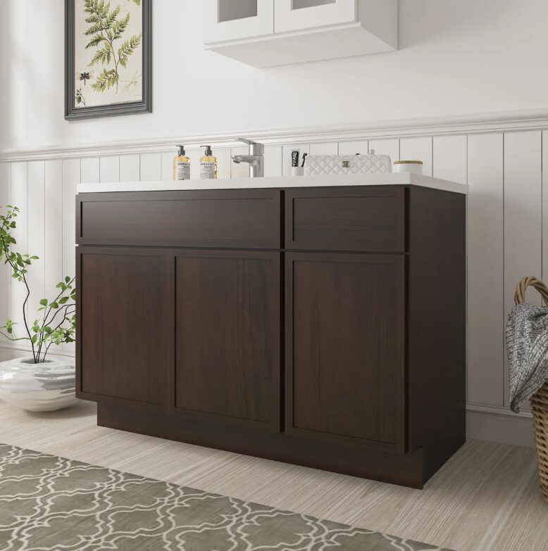 Freestanding Recessed Panel Vanity Base for Custom Sink Countertop