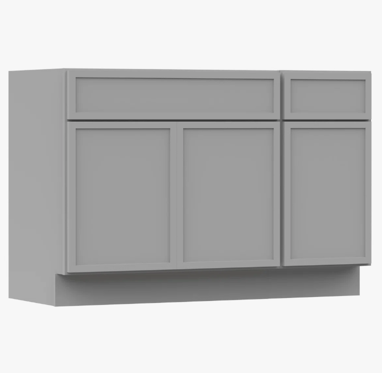 Neutral Light Gray Shaker Vanity Base Cabinet with Large Divided Storage for Bathroom Remodel