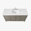 60 Inch Weathered Grey Single Sink Bathroom Vanity, White Marble Countertop & Brushed Nickel Hardware